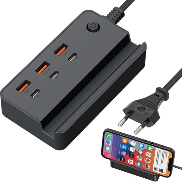 Jingan 2-in-1 Desktop Charging Station – 35W Multi-Port Fast USB Charger Hub for Phone, Tablet & Laptop