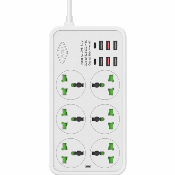 6-Way Power Strip with 6 USB + 2 USB-C Ports & 3M Heavy-Duty Extension Cable – Multi Plug Charging Station